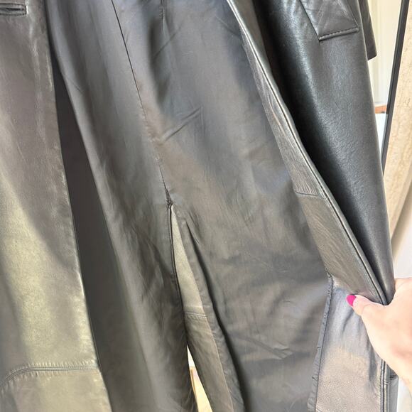 Banana Republic Vintage 90s 100% Genuine Leather Black Pea Coat - Picture 3 of 6